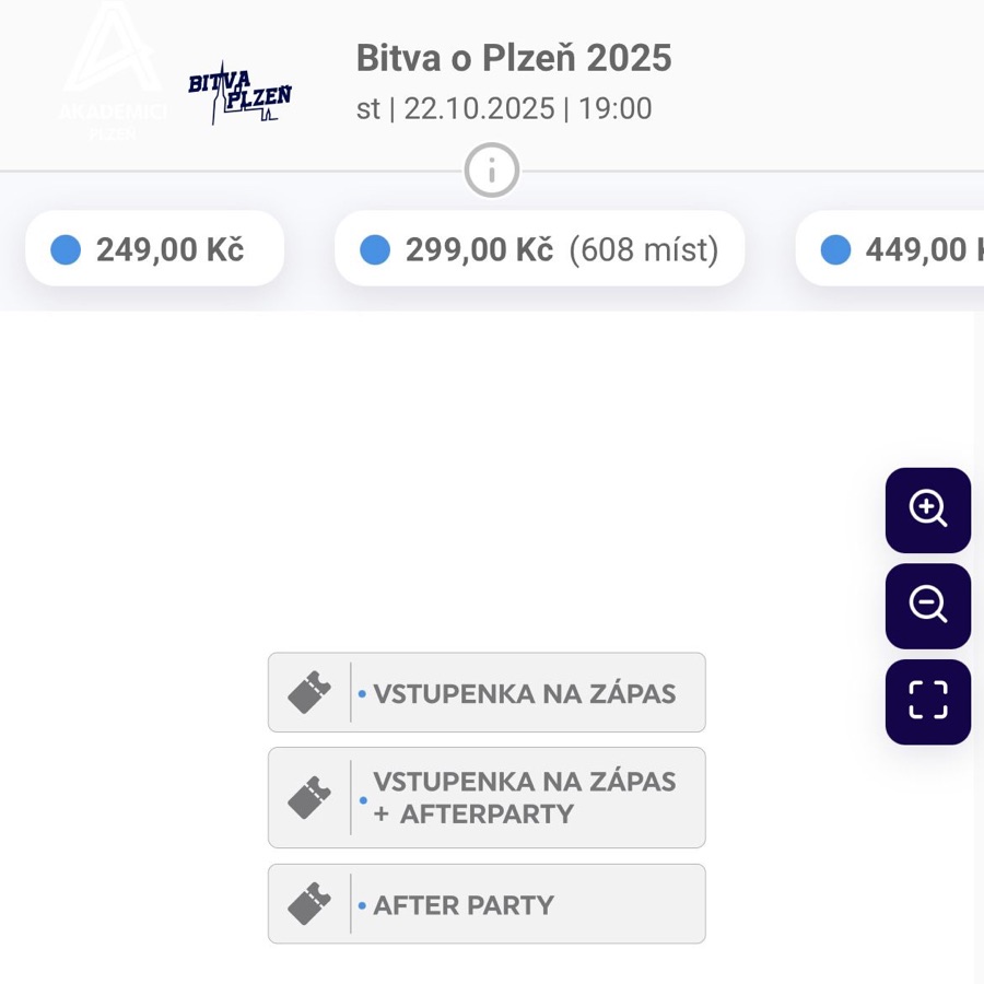 Výběr kategorie vstupenky v předprodeji Enigoo